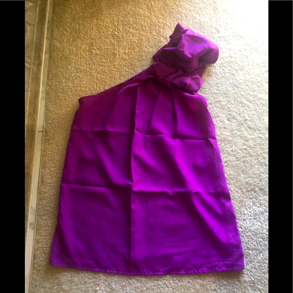 One shoulder purple top blouse size S - Picture 4 of 6